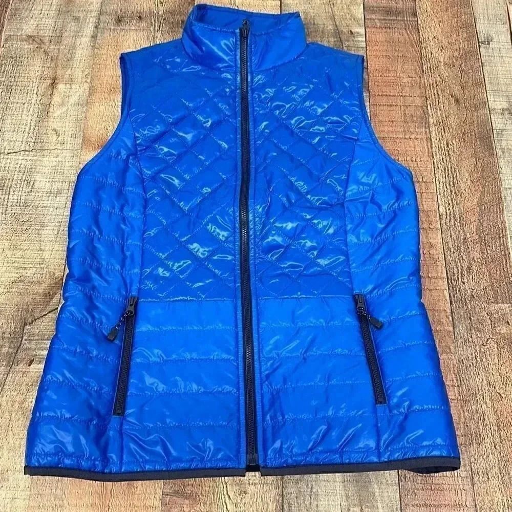 Talbots Primaloft Quilted Puffer Blue Vest W/ Pockets Womenâs Sz Xs